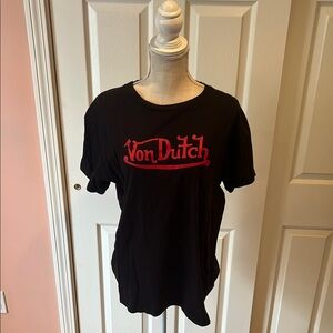 Von Dutch Black T-Shirt with Red Logo